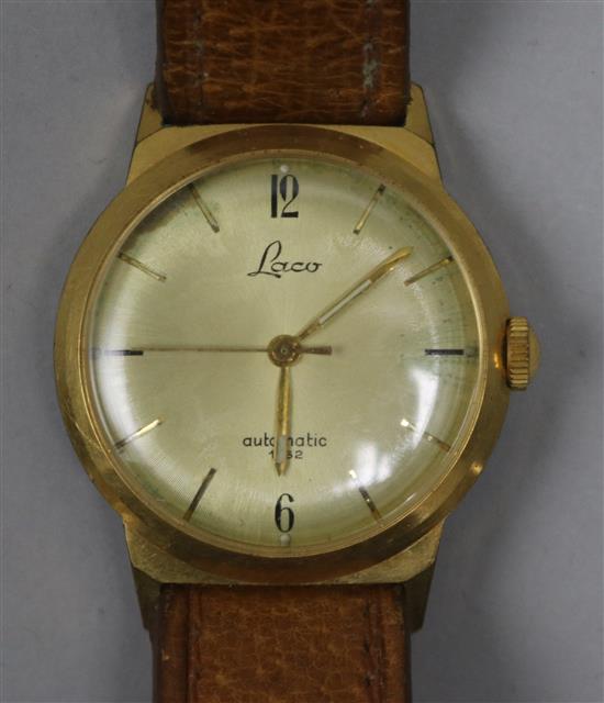 A gentlemans steel and gold plated Laco automatic 1162 wrist watch.